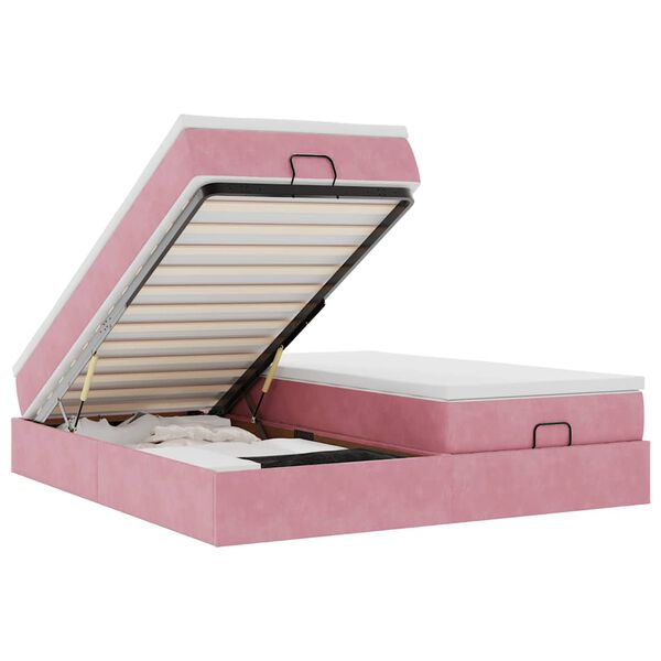vidaXL Ottoman-Bett mit Matratzen Rosa 200x200 cm Samt