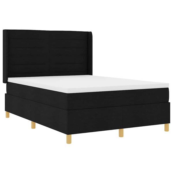 vidaXL Boxspringbett mit Matratze Schwarz 140 x 190 cm Stoff