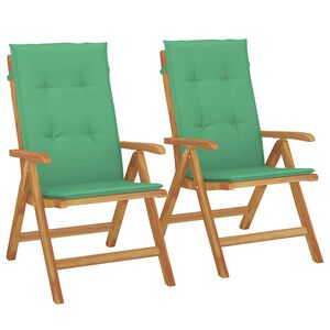 vidaXL Klappst&uuml;hle mit Kissen, 2 St&uuml;ck, Massivholz Teak