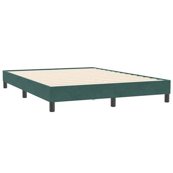 vidaXL Boxspringbett mit Matratze Dunkelgr&uuml;n 160x210 cm Samt