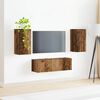 vidaXL TV-Wandregal-Set Wandmontiert 4 pcs Altholz Holzwerkstoff