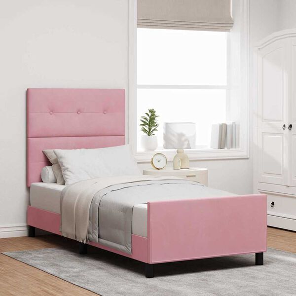 vidaXL Boxspringbett mit Kopfteil Rosa 80 x 200 cm Samt