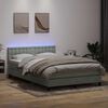 vidaXL Boxspringbett mit Matratze & LED Hellgrau 140x210 cm Samt