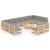 vidaXL 13-tlg. Garten-Lounge-Set mit Kissen Massivholz Kiefer