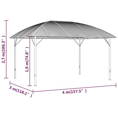 vidaXL Pavillon mit Seitenwänden & Bogendach 3x4 m Anthrazit