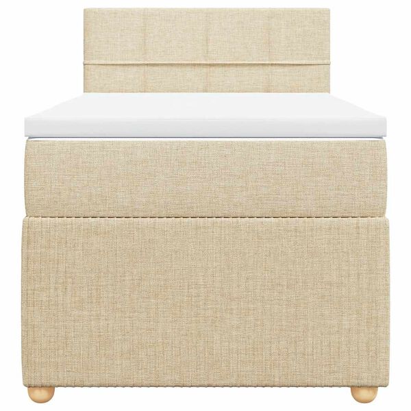vidaXL Boxspringbett mit Matratze Creme 100x200 cm Stoff