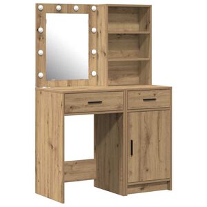 vidaXL Schminktischset mit LED 2 Stk. Artisan-Eiche Holzwerkstoff