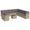 vidaXL 12-tlg. Garten-Sofagarnitur mit Kissen Beige Poly Rattan