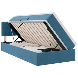 vidaXL LED-Speicherbett mit Matratze Dunkelblau 90 x 190 cm Samt