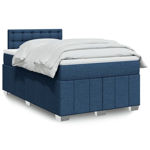 vidaXL Boxspringbett mit Matratze Blau 120x190 cm Stoff