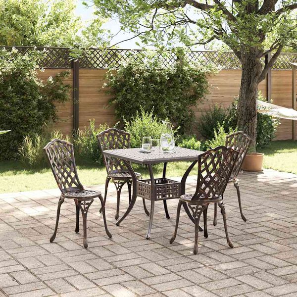 vidaXL Gartentisch Set 5 pcs Bronze Gussaluminium