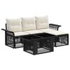 vidaXL Gartensofa-set 5 stk. Schwarz und Cremewei&szlig; Poly-Rattan