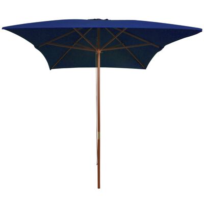 vidaXL Sonnenschirm mit Holzmast Blau 200x300 cm
