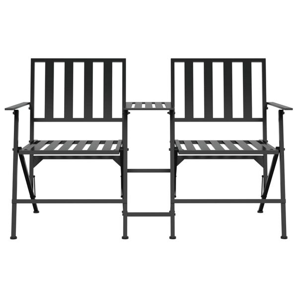vidaXL 2-Sitzer-Gartenbank Klappbar 137 cm Schwarz Stahl