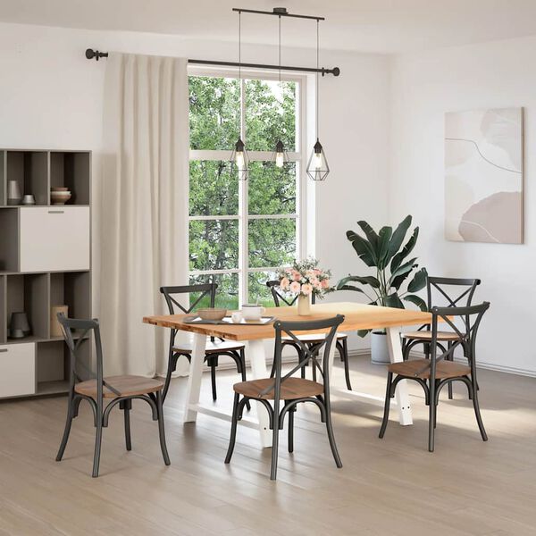 vidaXL Esstisch mit Baumkanten 180x120x74 cm Massivholz Eiche