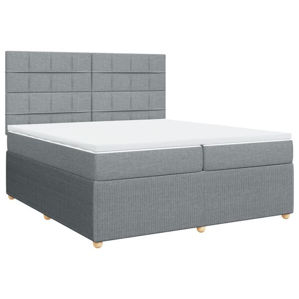 vidaXL Boxspringbett mit Matratze Hellgrau 200x200 cm Stoff