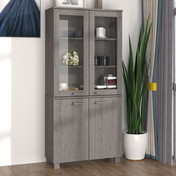 vidaXL Highboard HAMAR Massivholz Kiefer Hellgrau