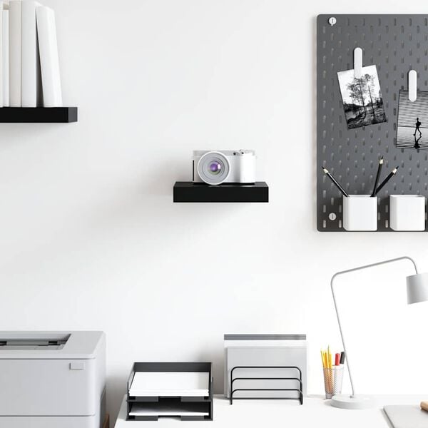 vidaXL Schweberegal Hochglanz-Schwarz 23x23,5x3,8 cm MDF