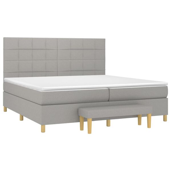 vidaXL Boxspringbett mit Matratze Hellgrau 200x200 cm Stoff