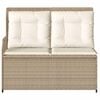 vidaXL Gartenbank Verstellbar mit Kissen Beige Poly Rattan
