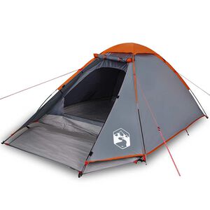 vidaXL Kuppel-Campingzelt 4 Personen Grau und Orange Wasserdicht