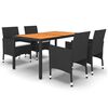 vidaXL 5-tlg. Garten-Essgruppe Poly Rattan Schwarz
