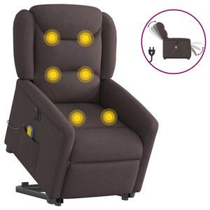 vidaXL Elektrischer Massagesessel mit Aufstehhilfe Dunkelbraun Stoff