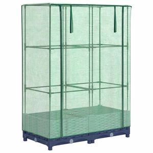 vidaXL Hochbeet mit Gew&auml;chshaus-Aufsatz Rattan-Optik 80x40x123 cm