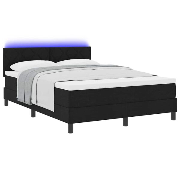 vidaXL Boxspringbett mit Matratze Schwarz 140 x 200 cm Stoff