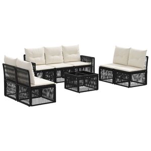 vidaXL Gartensofa-set 8 stk. Schwarz und Cremewei&szlig; Poly-Rattan