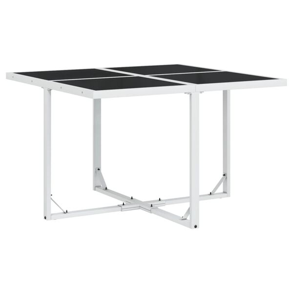 vidaXL 5-tlg. Garten-Essgruppe mit Kissen Weiß Textilene