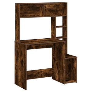 vidaXL Schreibtisch mit Regal R&auml;uchereiche 100x45x140 cm Holzwerkstoff