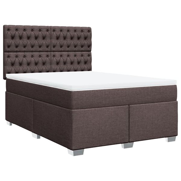 vidaXL Boxspringbett mit Matratze Dunkelbraun 140x190 cm Stoff