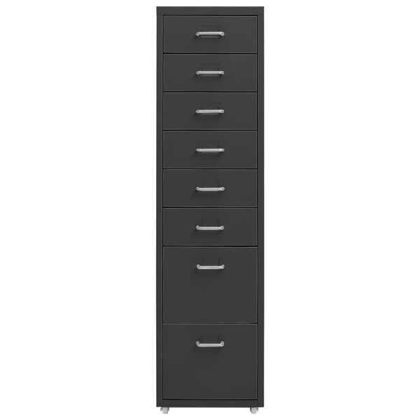 vidaXL Aktenschrank mit Rollen Anthrazit 28x41x109 cm Metall