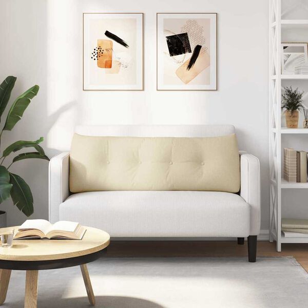vidaXL R&uuml;cken Kissen Creme 140 x 24 x 50 cm Stoff