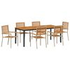 vidaXL Garten Essgruppe 7 pcs Beige und Braun Poly-Rattan