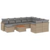 vidaXL 11-tlg. Garten-Sofagarnitur mit Kissen Beige Poly Rattan