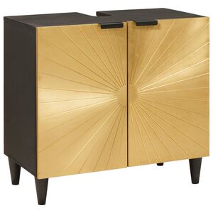 vidaXL Waschbeckenunterschrank Schwarz und Gold 62 x 33 x 58 cm