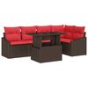 vidaXL Gartensofa-set 6 stk. Braun und Rot Poly-Rattan