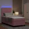 vidaXL LED Boxspringbett mit Matratze Rosa 90 x 200 cm Stoff