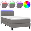 vidaXL Boxspringbett mit Matratze & LED Dunkelgrau 90x190 cm Stoff
