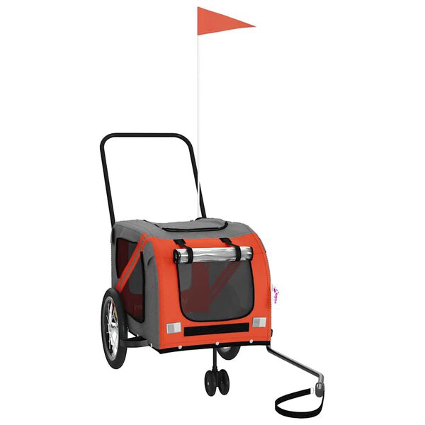 vidaXL Fahrradanhänger Hunde Orange und Grau Oxford-Gewebe und Eisen