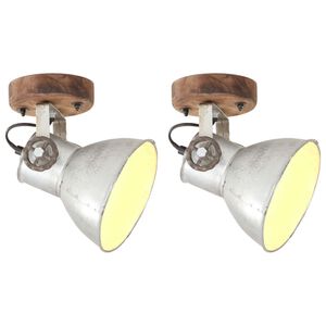 vidaXL Wand-/Deckenlampen Industriestil 2 Stk. Silbern 20x25 cm E27