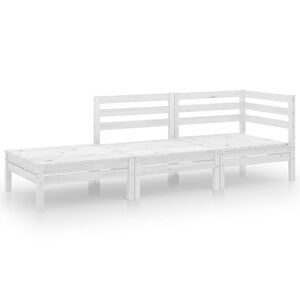 vidaXL 3-tlg. Garten-Lounge-Set Wei&szlig; Massivholz Kiefer
