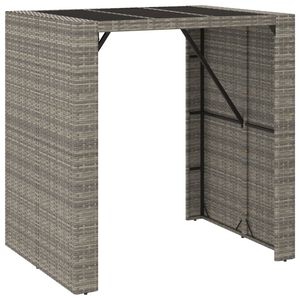 vidaXL Bartisch mit Glasplatte Grau 105x80x110 cm Poly Rattan