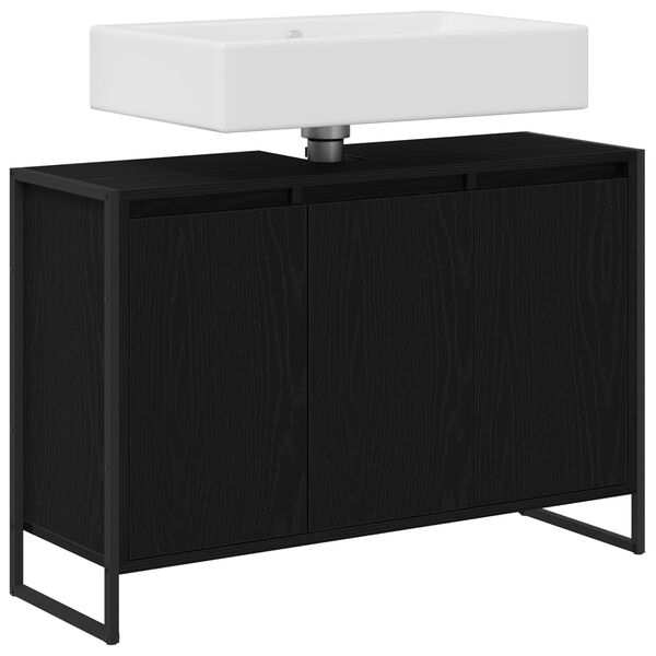 vidaXL Badezimmerschrank mit T&uuml;r Schwarz Eichen-Optik 90 x 30 x 60 cm