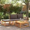 vidaXL 4-tlg. Gartensofa-Set mit Kissen Holz Akazie & Seil