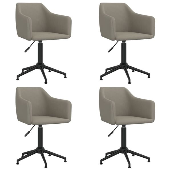 vidaXL Esszimmerst&uuml;hle 4 Stk. Drehbar Hellgrau Samt