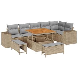 vidaXL Garten-Sofa-Set 9 pcs Beige Poly-Rattan