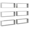 vidaXL W&uuml;rfelregale 6 Stk. Betongrau 80x15x26,5 cm Holzwerkstoff